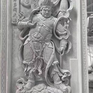 毕节 芝麻灰花岗岩人物雕刻——多闻天王