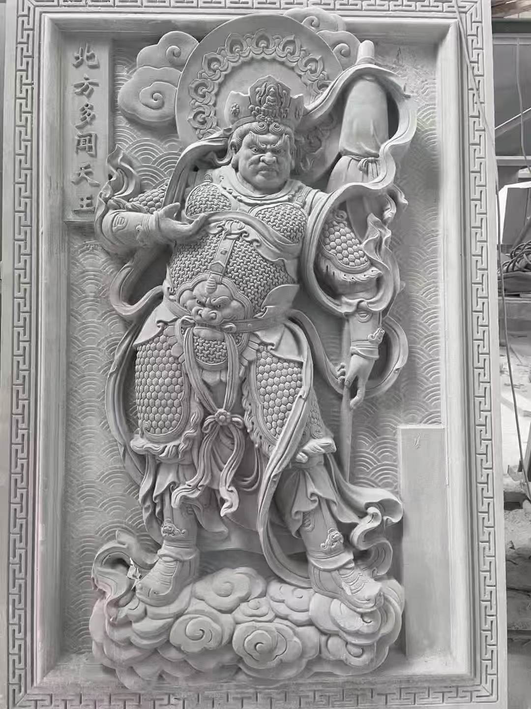 毕节 芝麻灰花岗岩人物雕刻——多闻天王